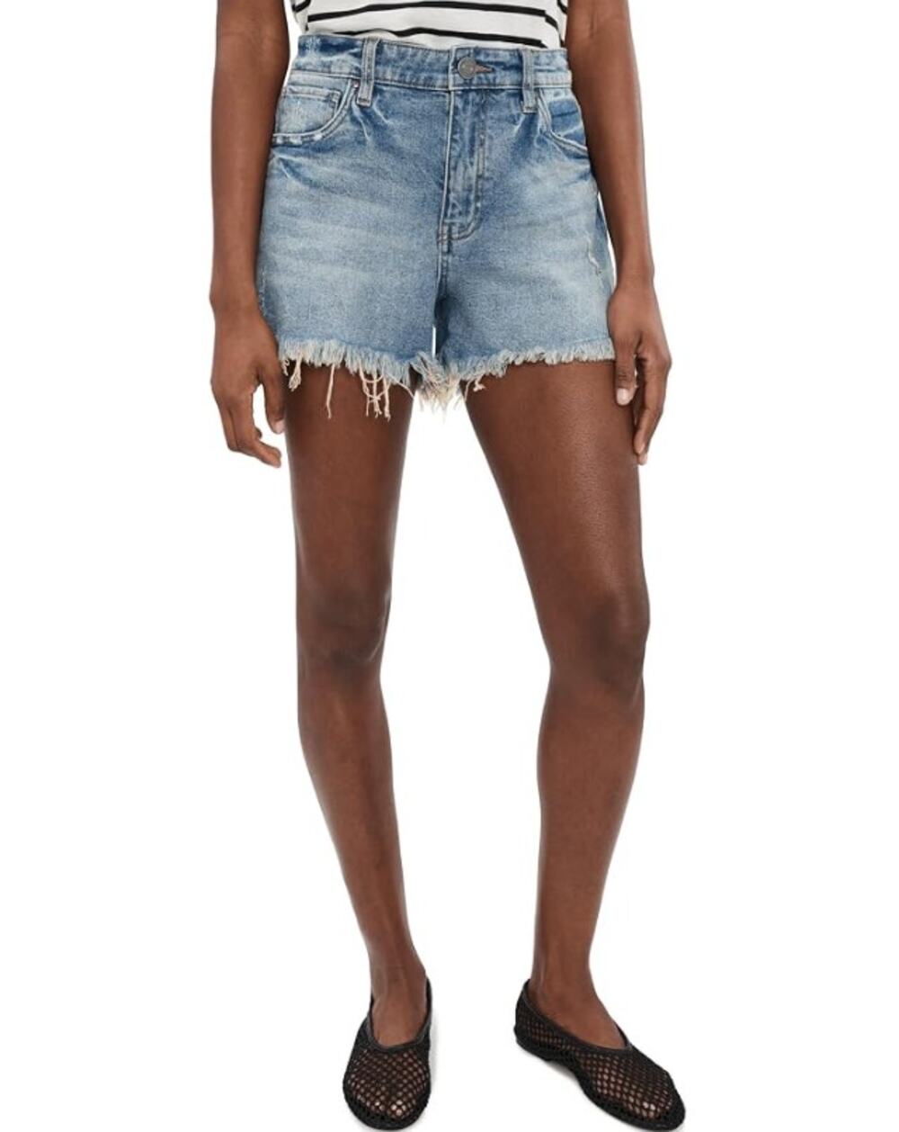 KUT FROM THE KLOTH Jane Jean Shorts Size 0 Proactive Blue Fray Hem NWT